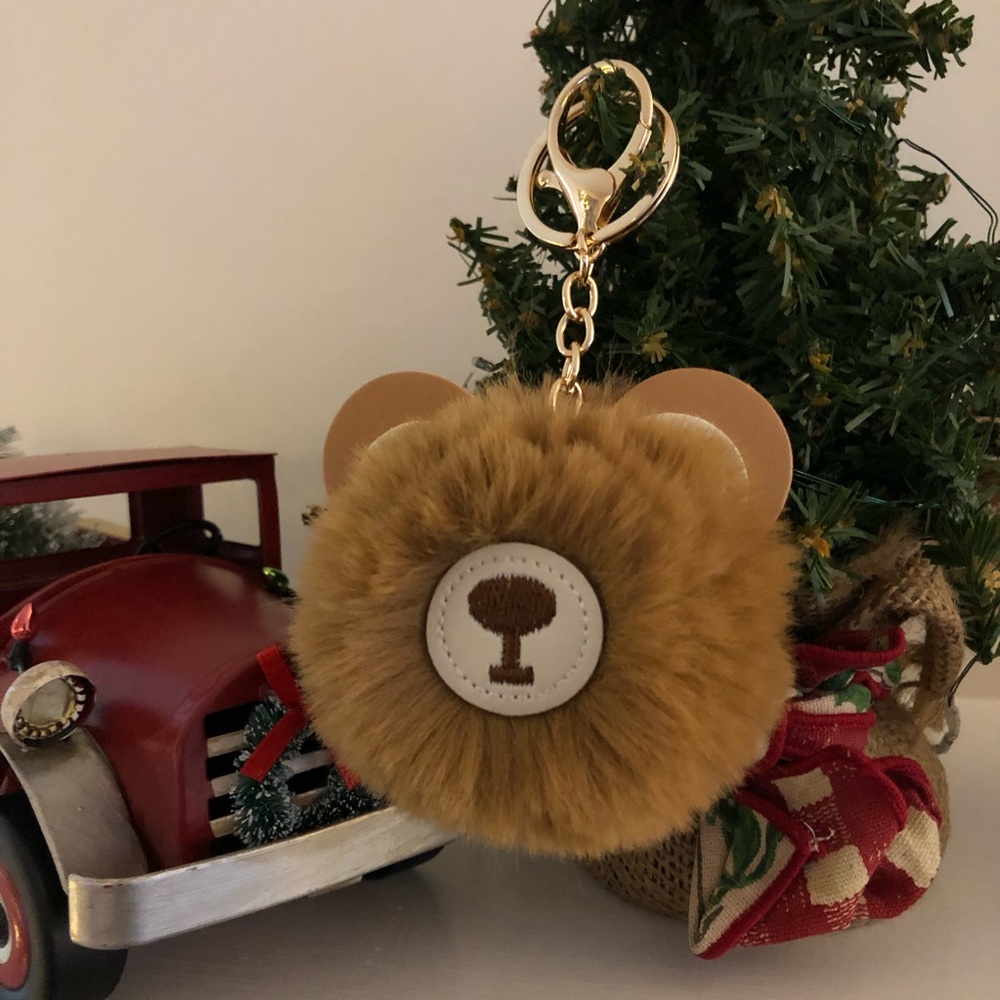 🐻 Teddy Bear Pom Pom Keychain